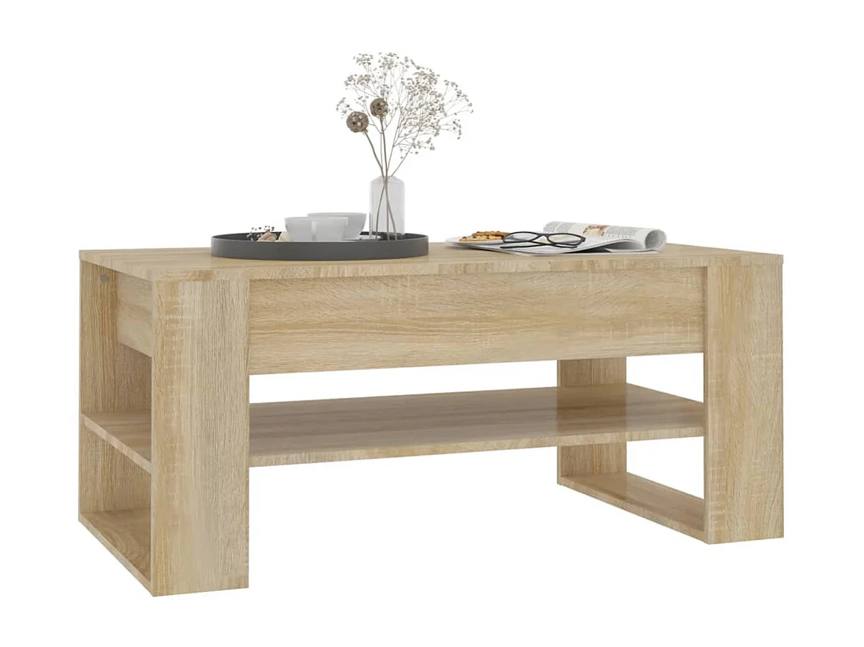 Gold Couchtisch Sonoma-Eiche 102x55x45 cm Holzwerkstoff