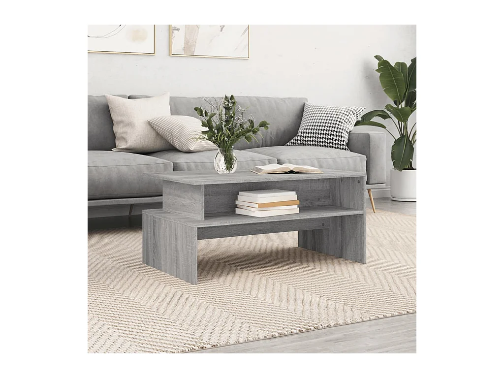 Table basse sonoma gris 90x55x42,5 cm bois d'ingénierie