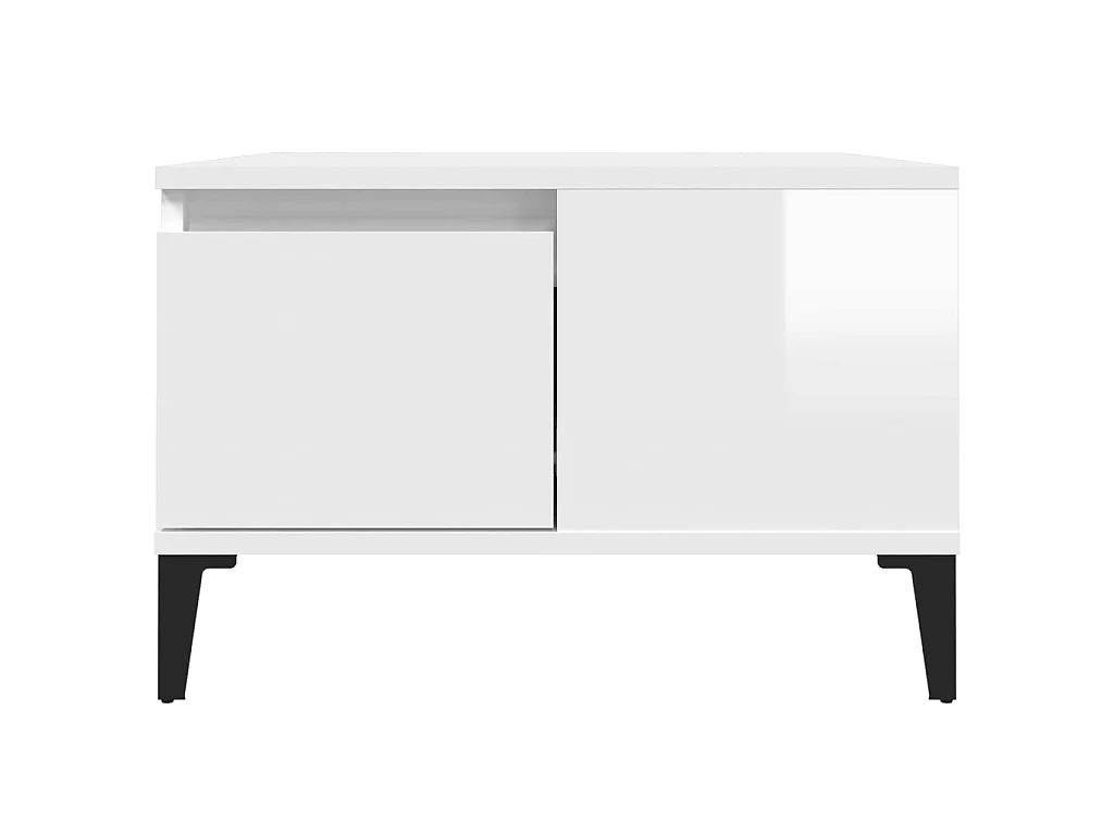 Mesa de centro blanca Gold Glossy 55x55x36,5 cm de madera contrachapada