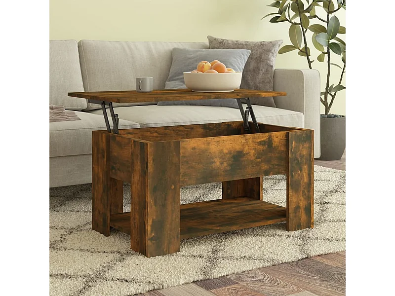 Mesa de centro dourada Carvalho fumado 79x49x41 cm Madeira artificial