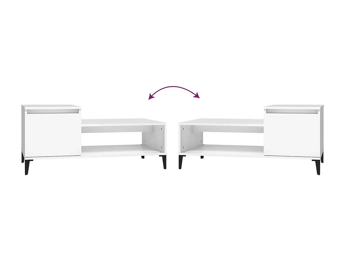 Mesa de centro dourada branca 100x50x45 cm Madeira trabalhada