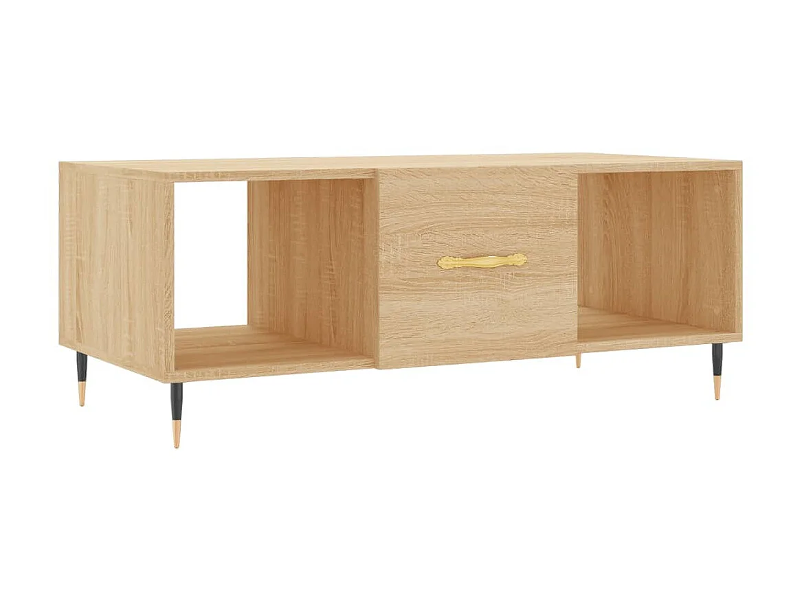 Mesa de centro em carvalho Sonoma dourado 102x50x40 cm madeira projetada