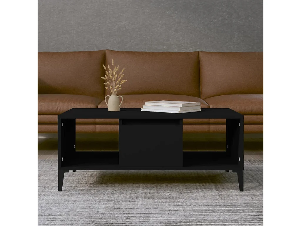 Table basse Noir 90x50x36,5 cm Bois d'ingénierie