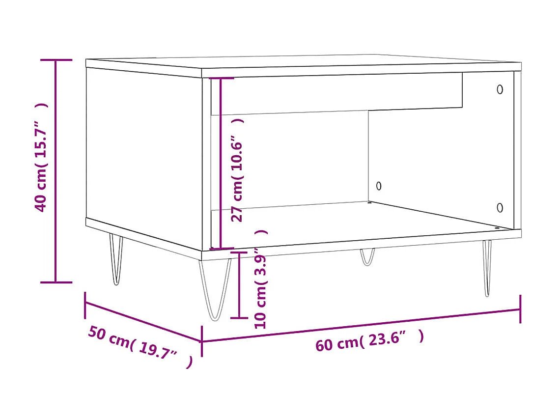 Mesa de centro Gold White 60x50x40 cm de madera contrachapada
