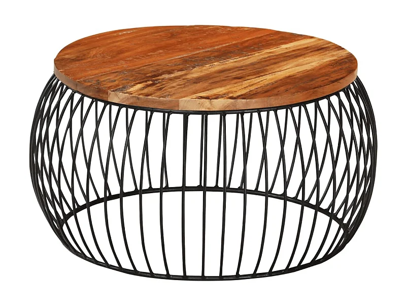 Table basse Ø68 cm Bois de récupération solide