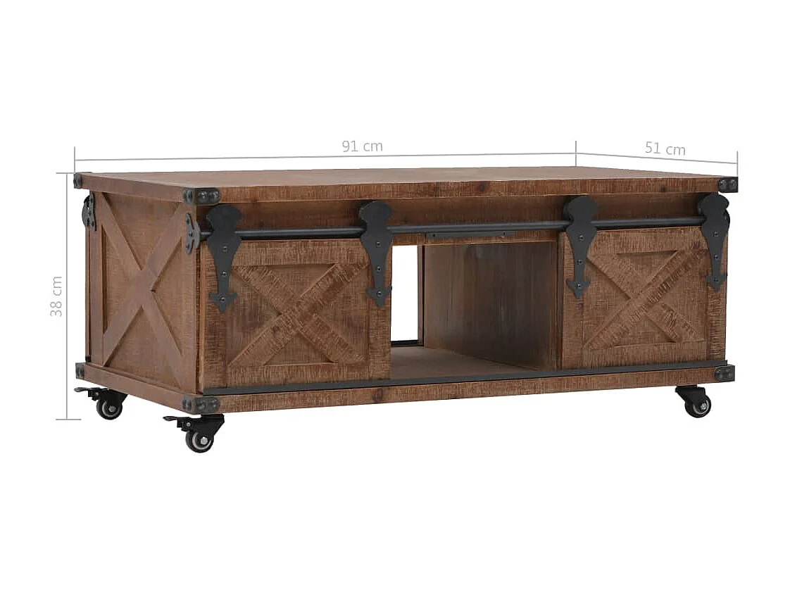 Tavolino Gold Legno massello di abete 91 x 51 x 38 cm Marrone