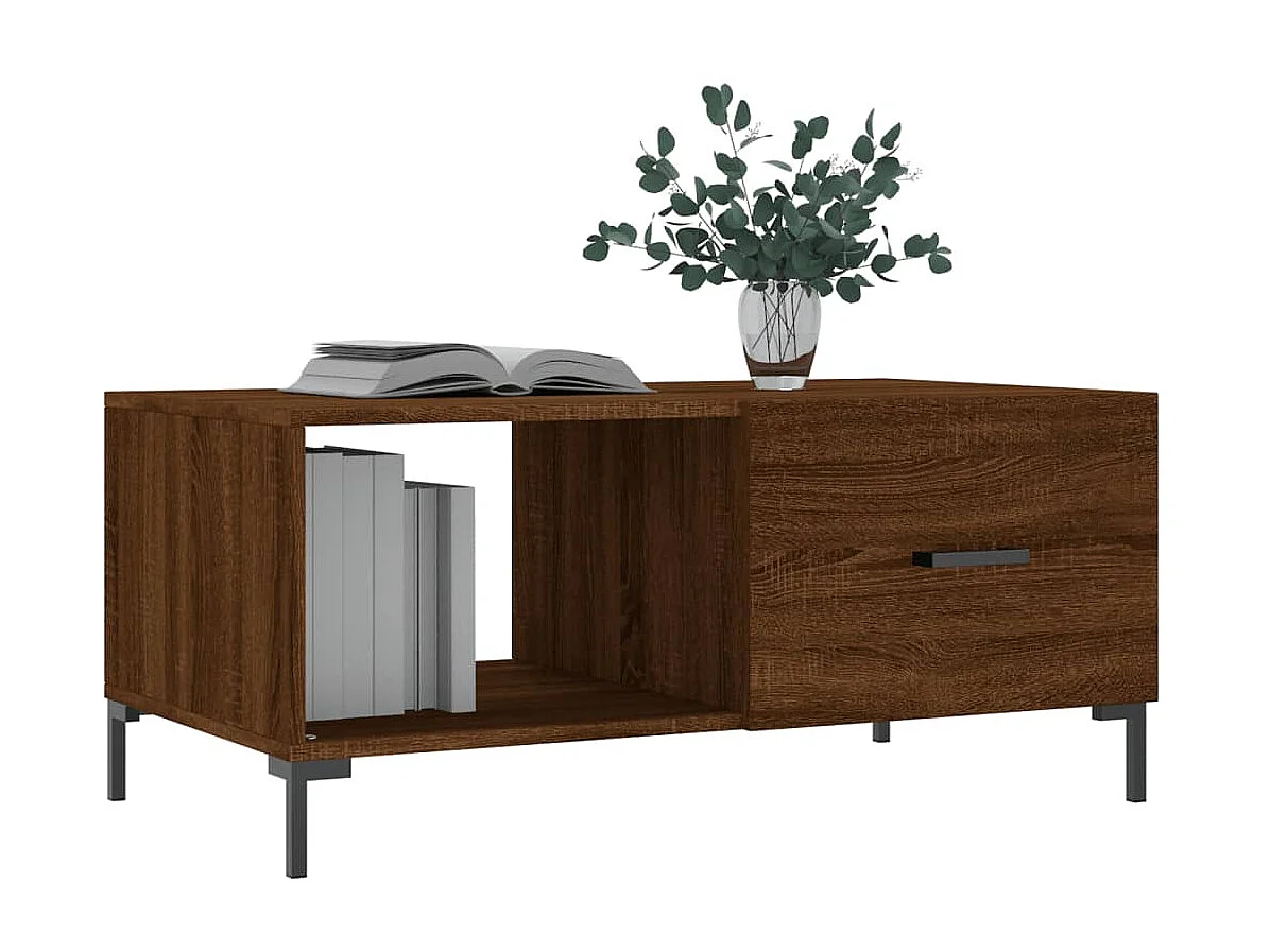 Table basse chêne marron 90x50x40 cm bois d'ingénierie