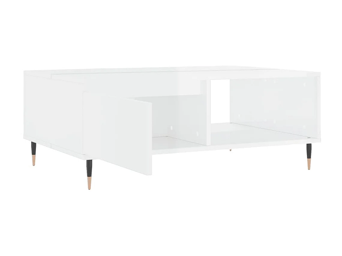 Table basse blanc brillant 90x60x35 cm bois d'ingénierie