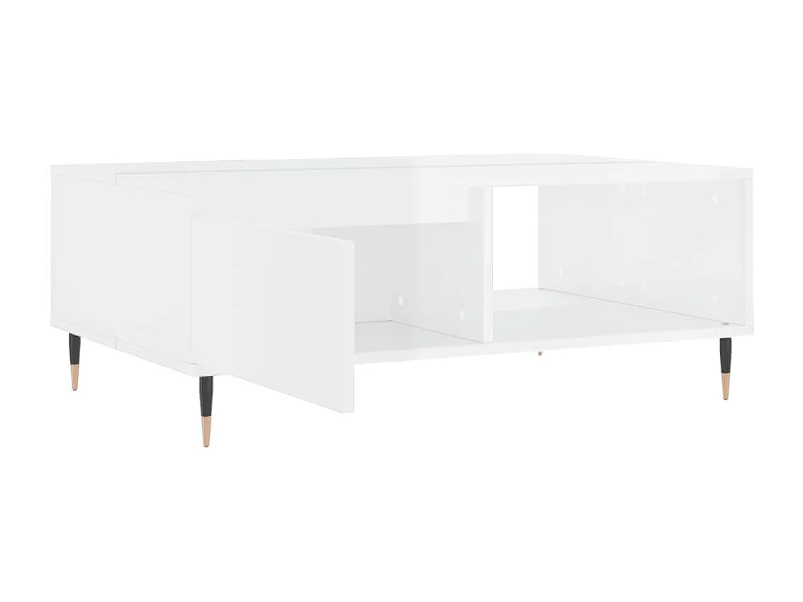 Table basse blanc brillant 90x60x35 cm bois d'ingénierie