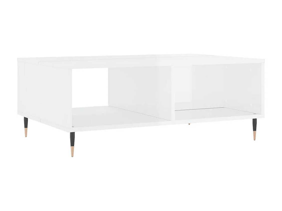 Table basse blanc brillant 90x60x35 cm bois d'ingénierie
