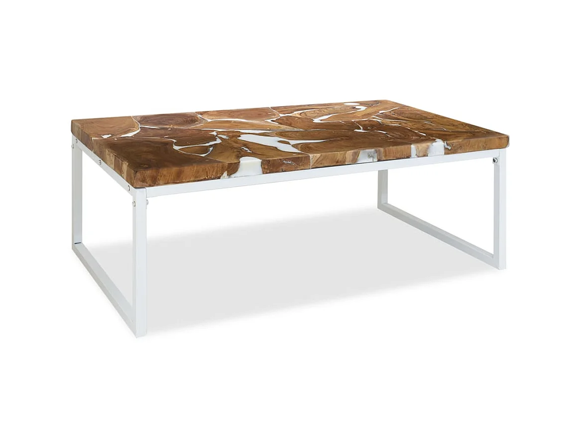 Goldfarbener Couchtisch aus Teakharz, 110 x 60 x 40 cm