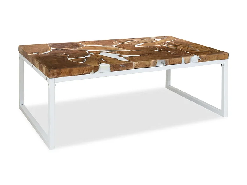 Mesa de centro de resina de teca dorada 110 x 60 x 40 cm