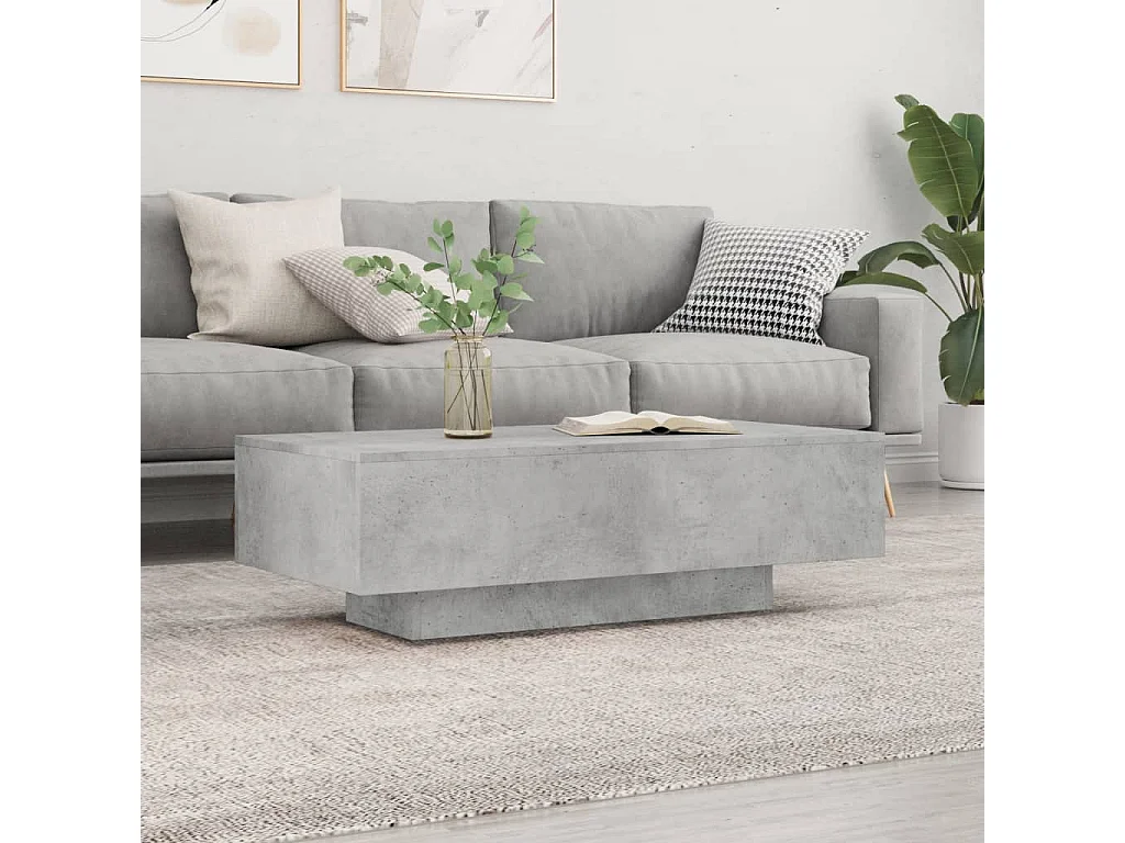 Mesa de centro cinza concreto dourado 100x49,5x31 cm madeira projetada