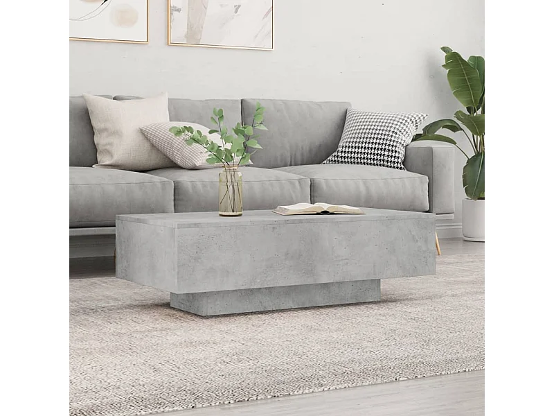 Mesa de centro cinza concreto dourado 100x49,5x31 cm madeira projetada