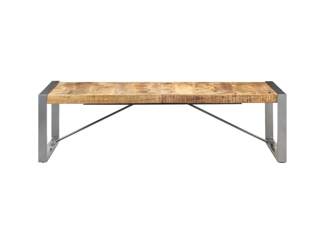 Goldfarbener Couchtisch 140x70x40 cm Rohes Mangoholz