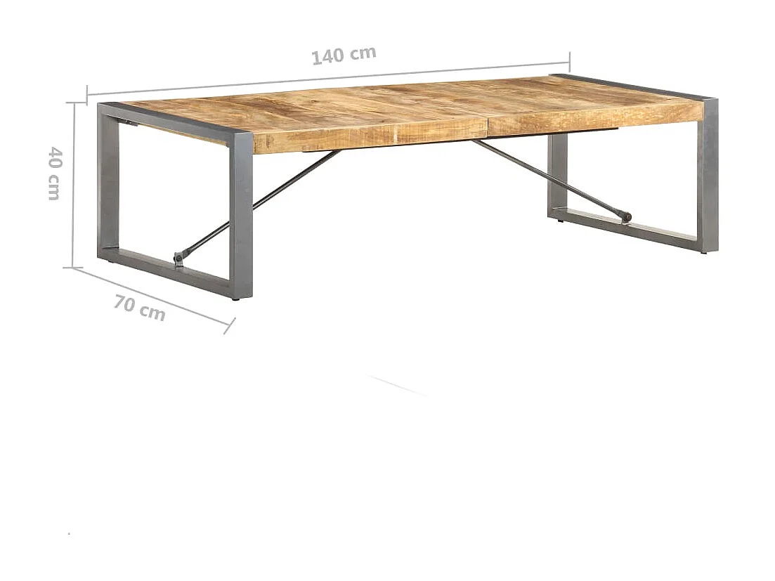 Table basse 140x70x40 cm Bois de manguier brut
