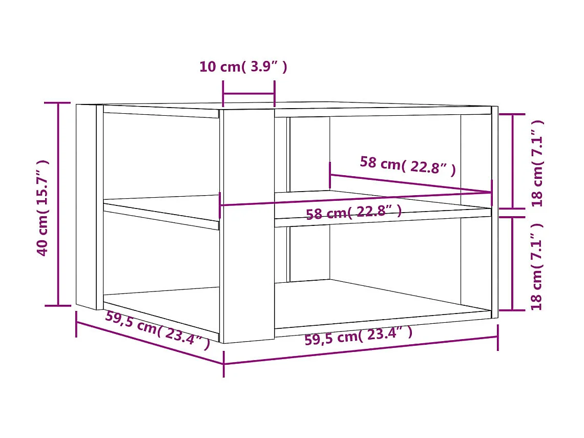 Table basse gris béton 59,5x59,5x40 cm bois d'ingénierie