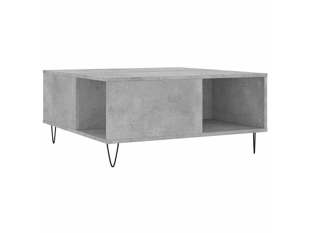 Mesa de centro cinza concreto dourado 80x80x36,5 cm madeira projetada