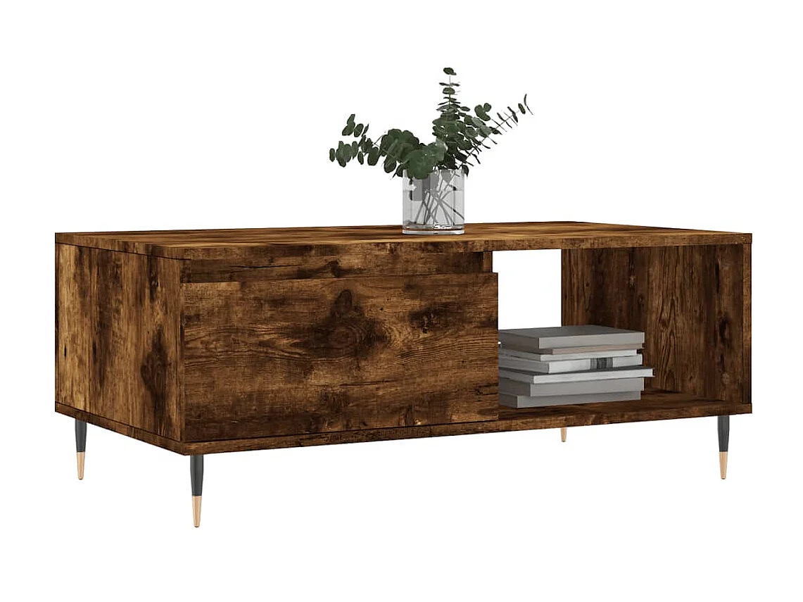 Table basse Chêne fumé 90x50x36,5 cm Bois d'ingénierie