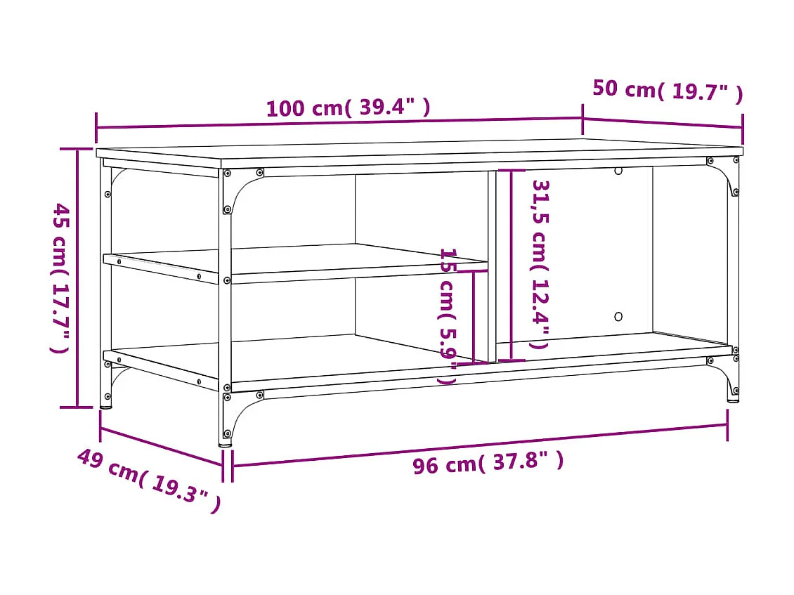 Mesa de centro Gold Roble Sonoma 100x50x45 cm Madera contrachapada