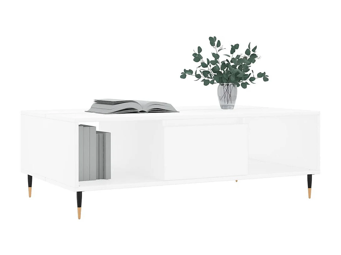 Table basse blanc 104x60x35 cm bois d'ingénierie