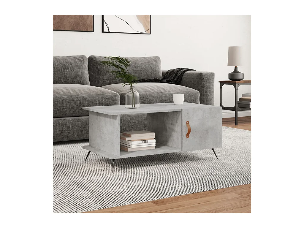 Table basse gris béton 90x50x40 cm bois d'ingénierie