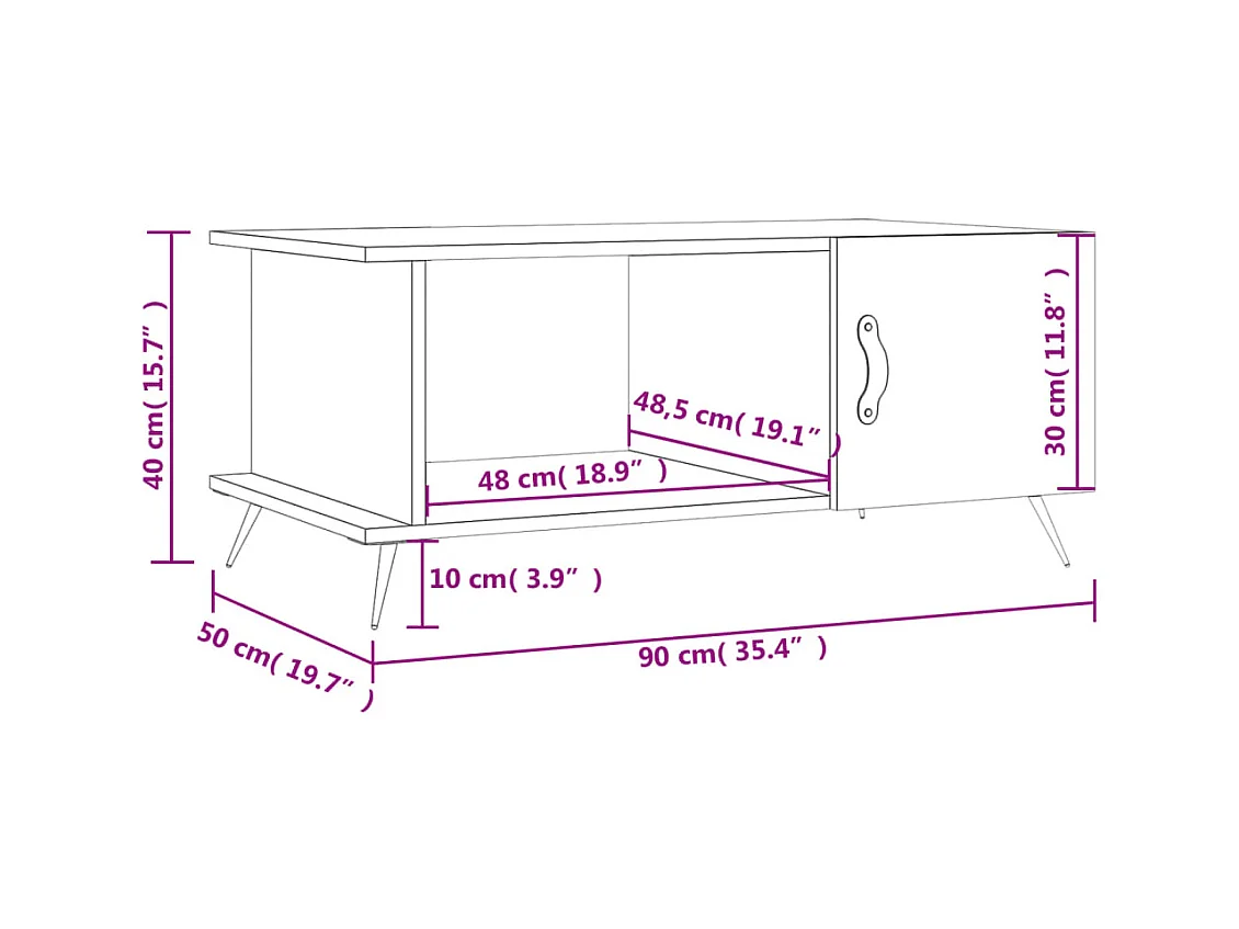 Gold Betongrijze salontafel 90x50x40 cm samengesteld hout