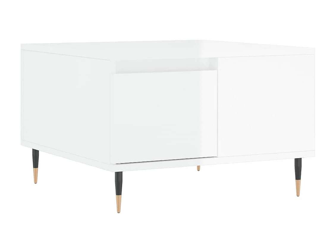 Table basse blanc brillant 55x55x36,5 cm bois d'ingénierie