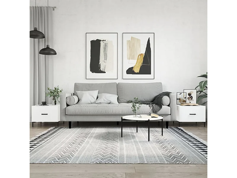 Tavolini Gold 2 pezzi in MDF bianco lucido 50x50x40 cm