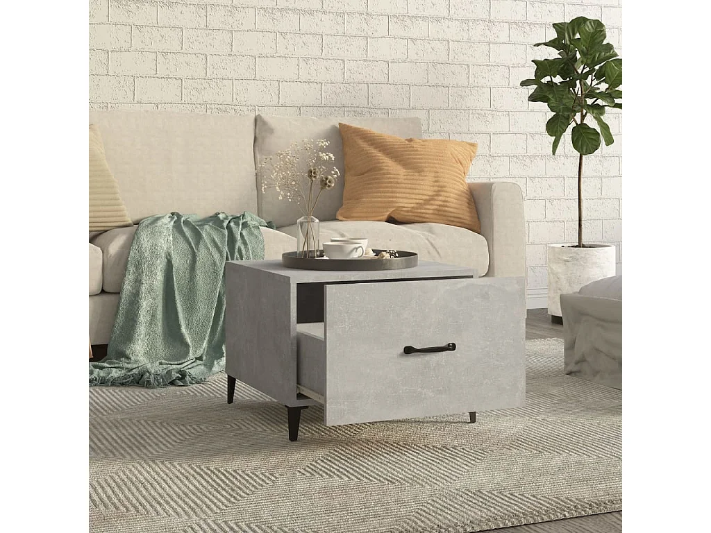 Table basse avec pieds en métal Gris béton 50x50x40 cm