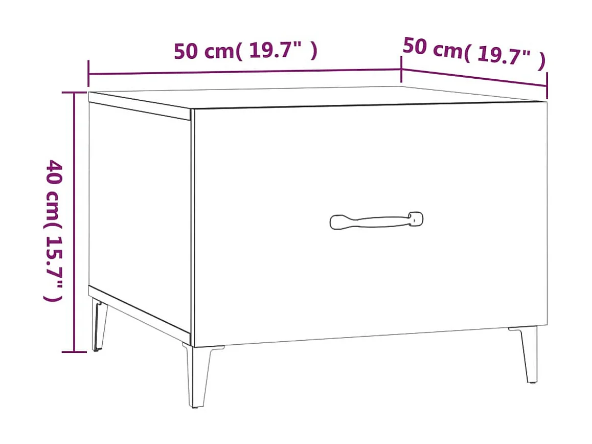 Table basse avec pieds en métal Gris béton 50x50x40 cm