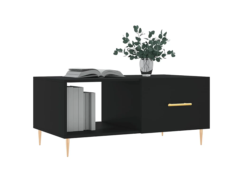 Tavolino Gold nero 90x50x40 cm in multistrato