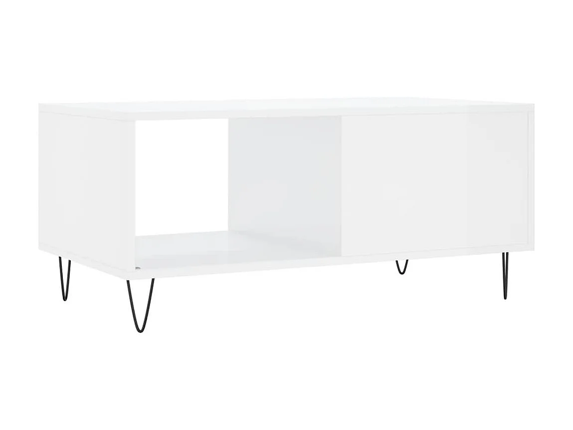 Tavolino Gold Bianco lucido 90x50x40 cm MDF