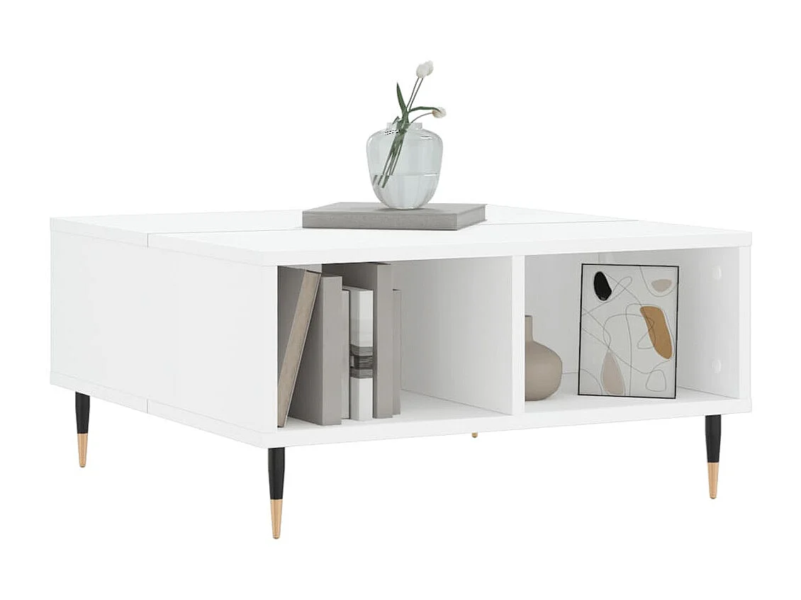 Table basse blanc brillant 60x60x30 cm bois d'ingénierie