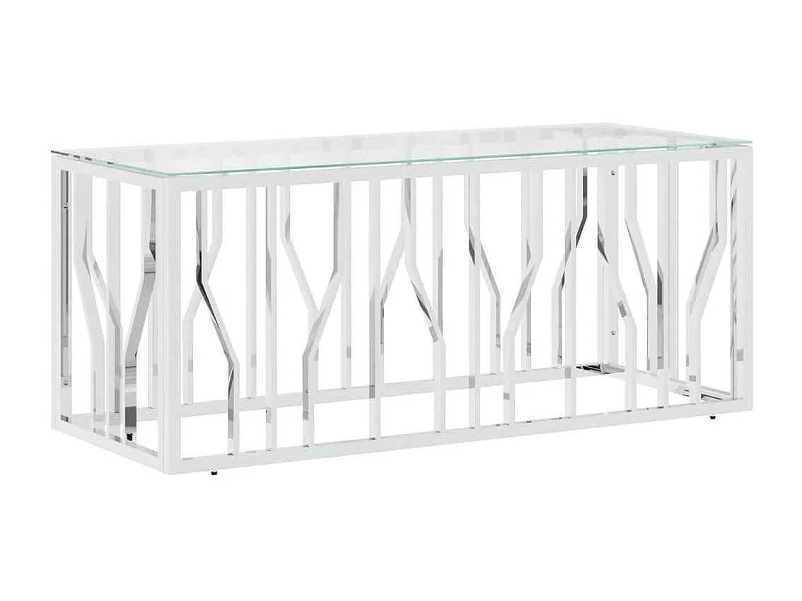 Table basse 110x45x45 cm acier inoxydable et verre