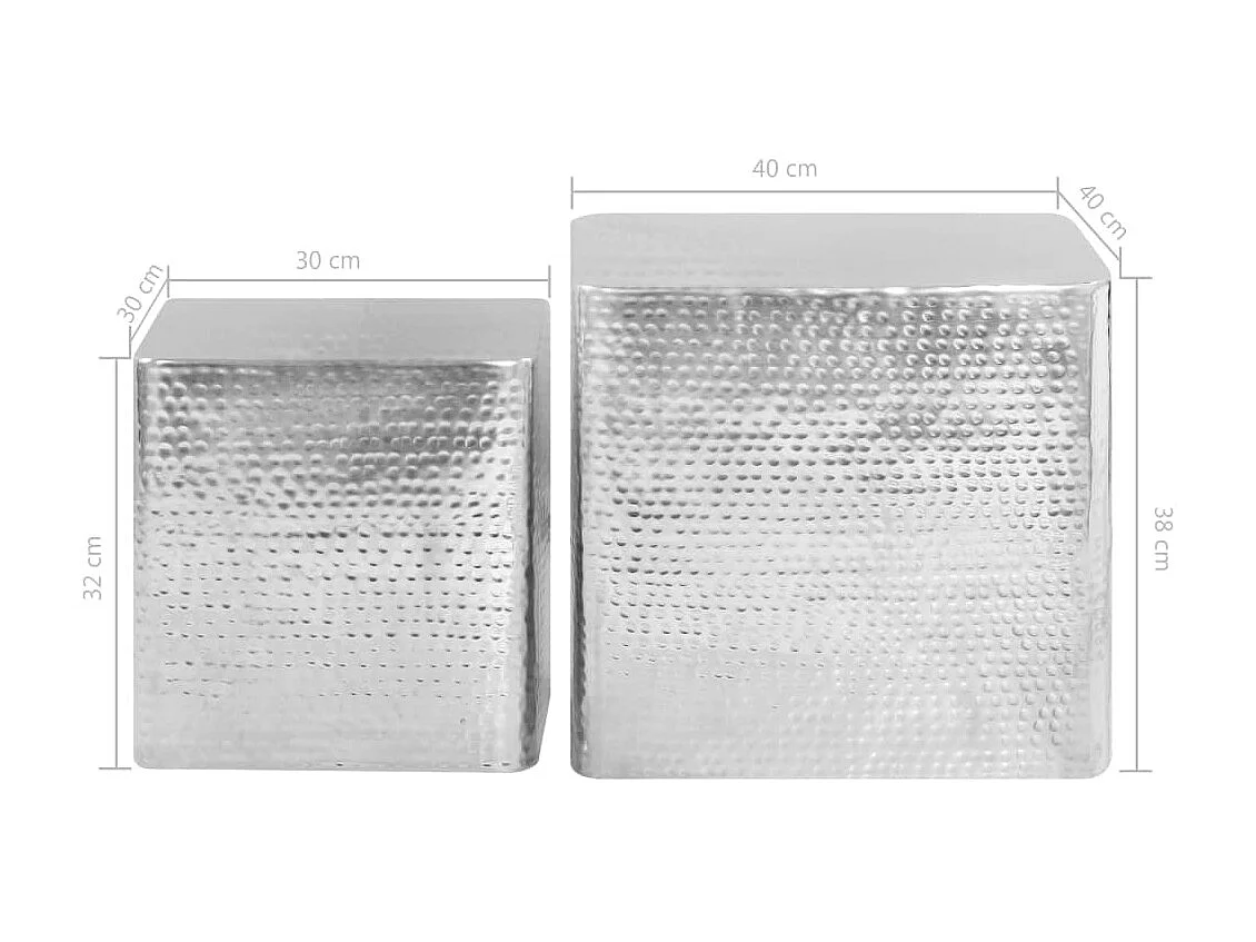 Mesas de centro douradas 2 peças alumínio prateado