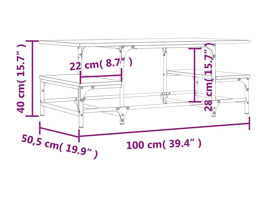 Mesa de centro Gold Sonoma gris 100x50,5x40 cm de madera contrachapada