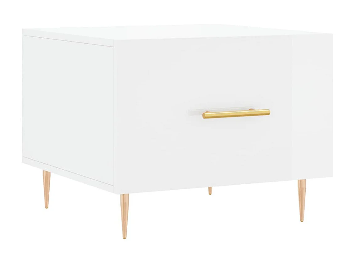 Mesa de centro blanca Gold Glossy 50x50x40 cm de madera contrachapada