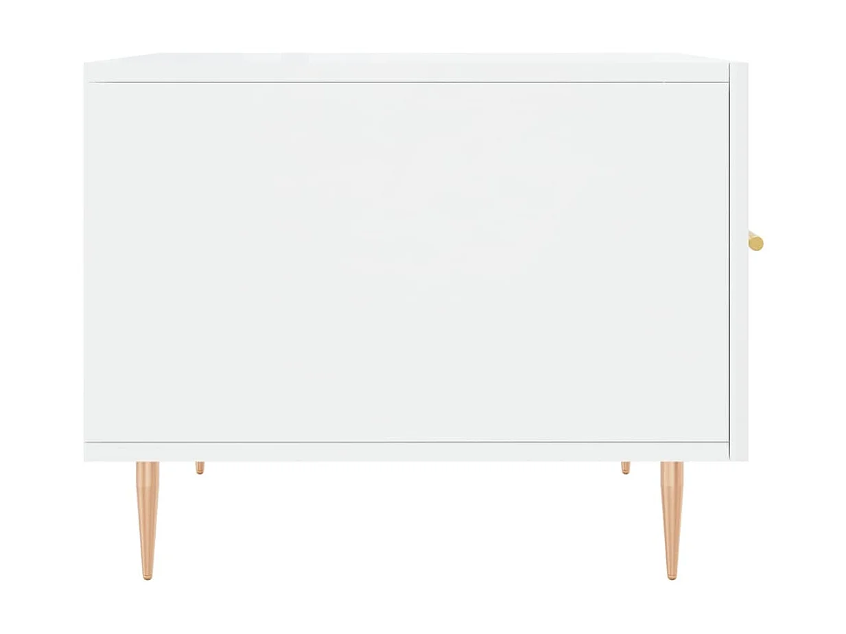 Mesa de centro blanca Gold Glossy 50x50x40 cm de madera contrachapada