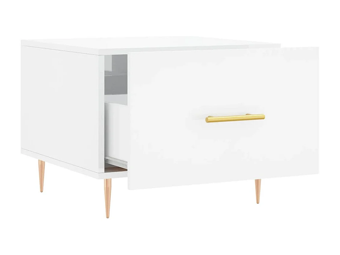 Table basse blanc brillant 50x50x40 cm bois d'ingénierie