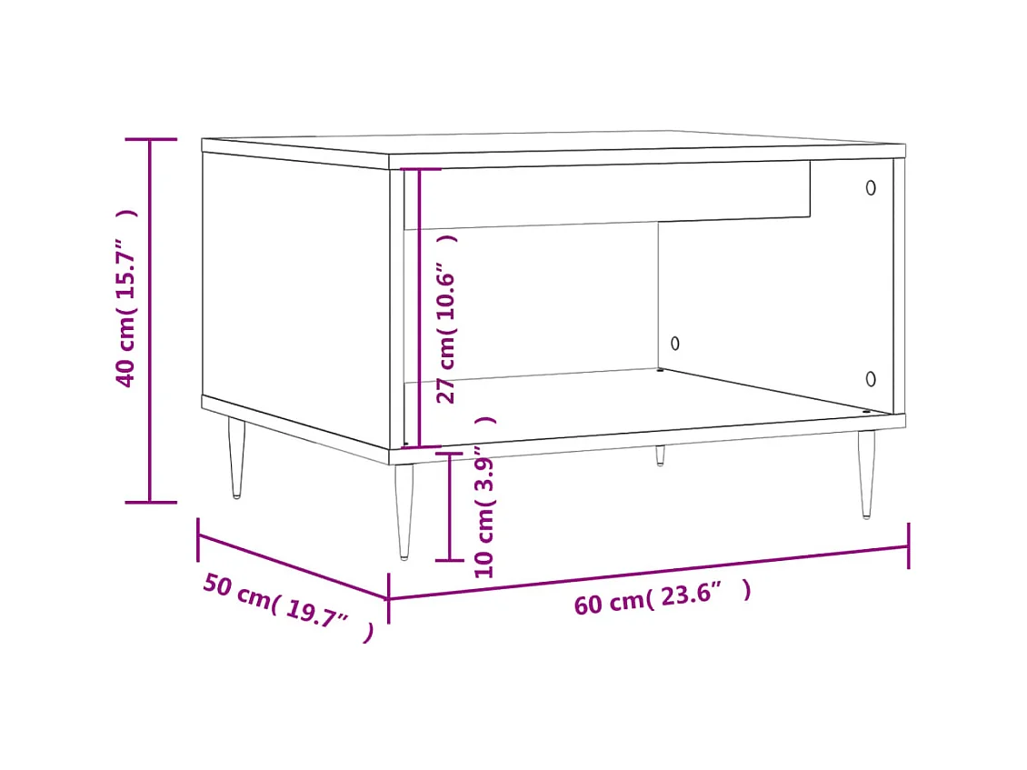 Table basse noir 60x50x40 cm bois d'ingénierie