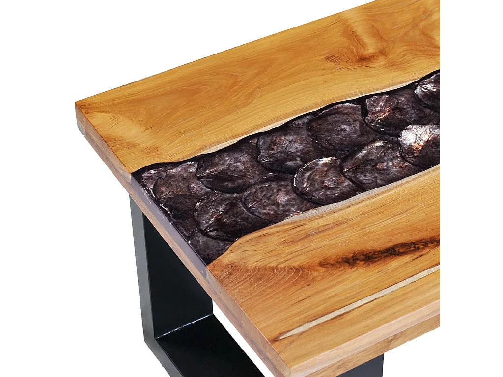 Goud Salontafel 100 x 50 x 40 cm Massief teakhout en polyresin