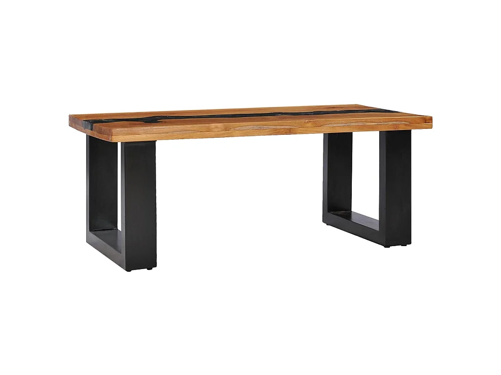 Goud Salontafel 100 x 50 x 40 cm Massief teakhout en polyresin