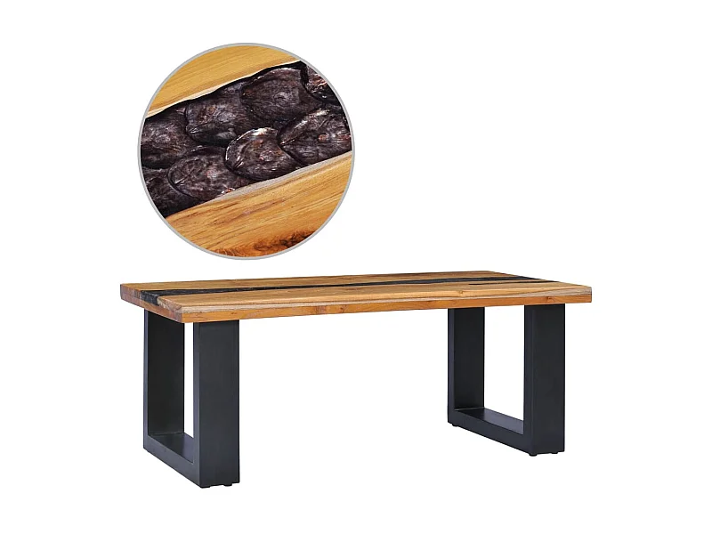 Goud Salontafel 100 x 50 x 40 cm Massief teakhout en polyresin