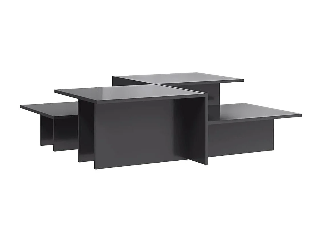 Tavolini Gold 2 pezzi in MDF grigio lucido