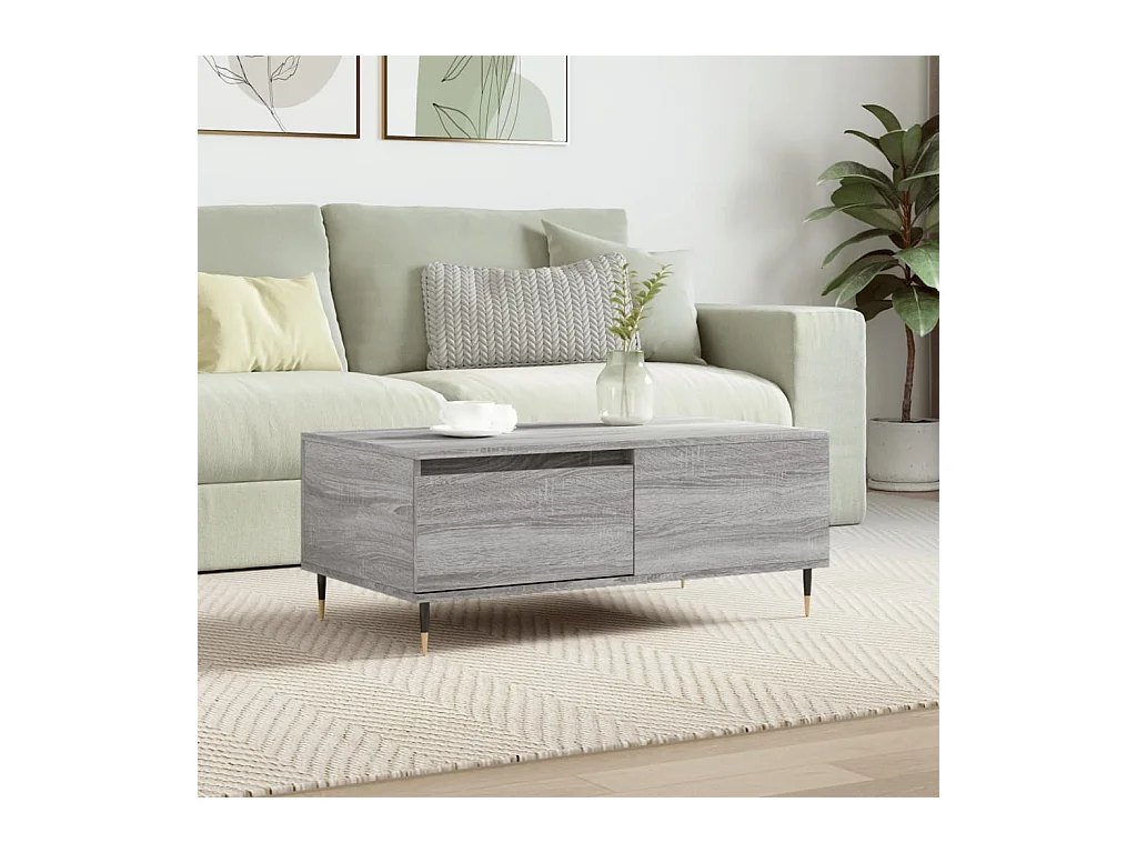 Gouden Sonoma grijze salontafel 90x50x36,5 cm Bewerkt hout