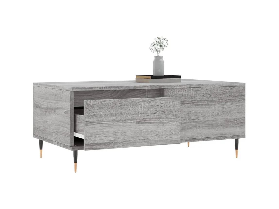 Gouden Sonoma grijze salontafel 90x50x36,5 cm Bewerkt hout