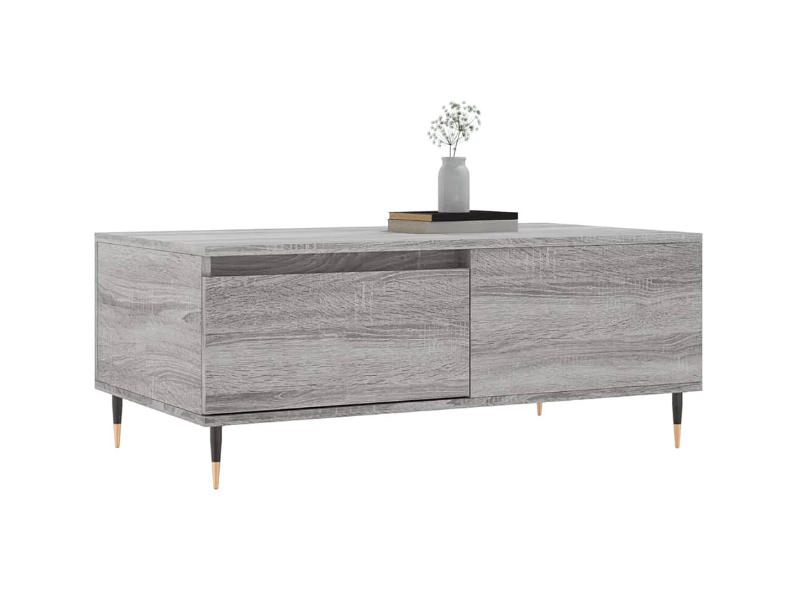 Gouden Sonoma grijze salontafel 90x50x36,5 cm Bewerkt hout