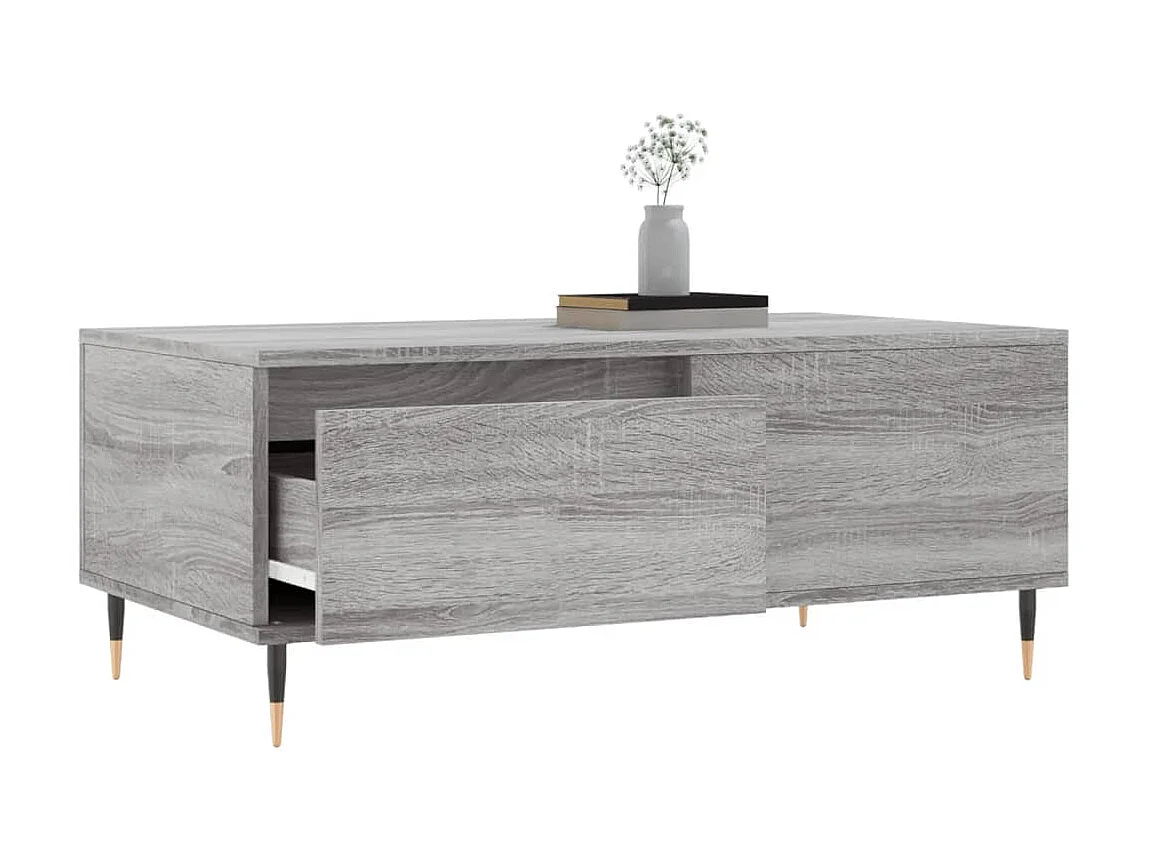 Gouden Sonoma grijze salontafel 90x50x36,5 cm Bewerkt hout