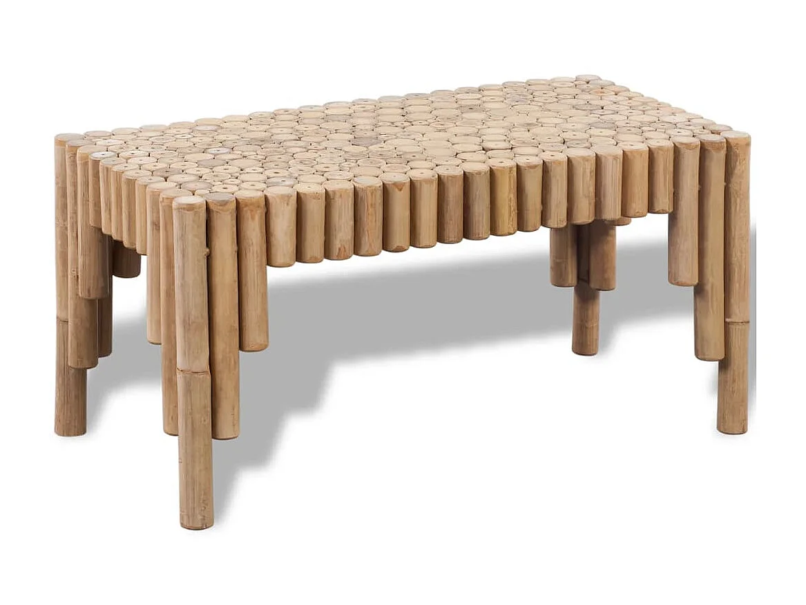 Mesa de centro de bambú dorada